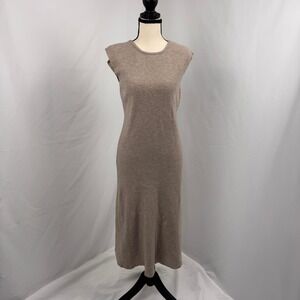 Chatelaine Prestige 100% Wool Knit Dress Women 95/Small Taupe Midi HC7W-SW307